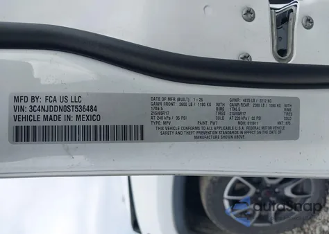 2025 Jeep Compass Trailhawk 4X4 из США, поврежденный, VIN 3C4NJDDN0ST536484